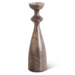Brown Wood Hourglass Shaped Candleholders