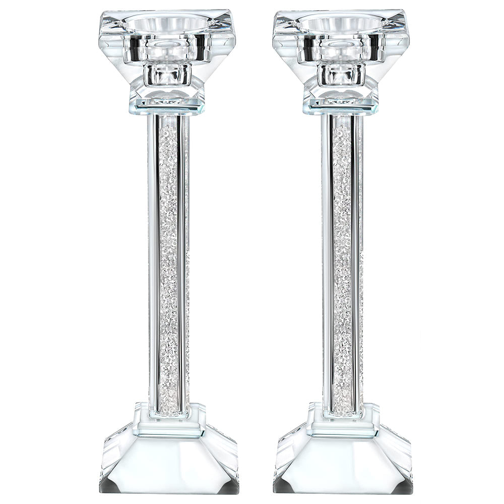Caesarea Square Glass Candlesticks, Set of 2