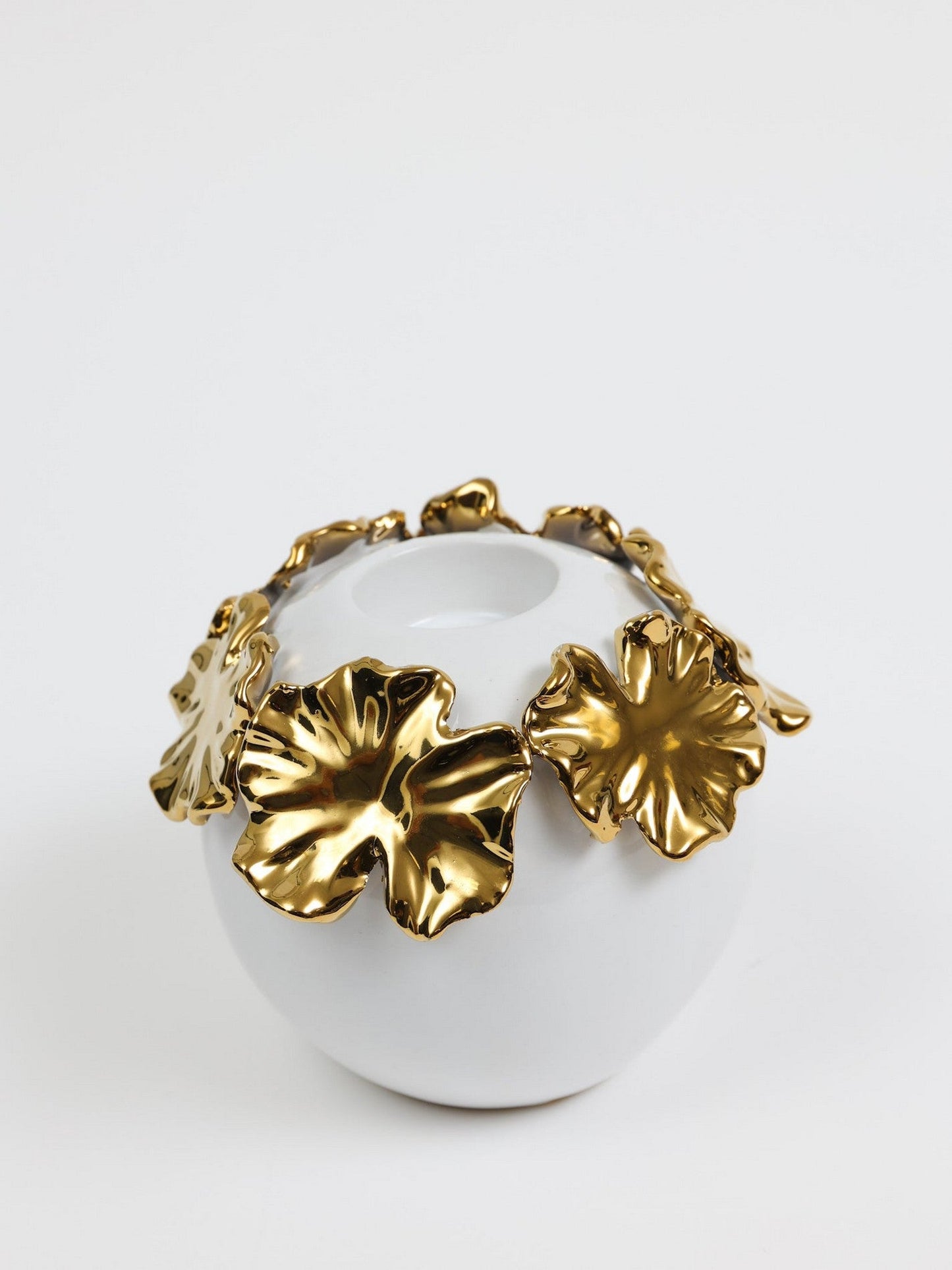 Gold Cascading Floral and White Tealight Holder (3 Sizes)