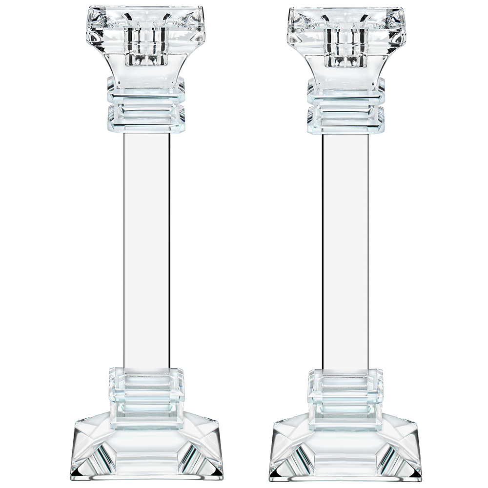 Caesarea Clear Taper Candlesticks, Set of 2