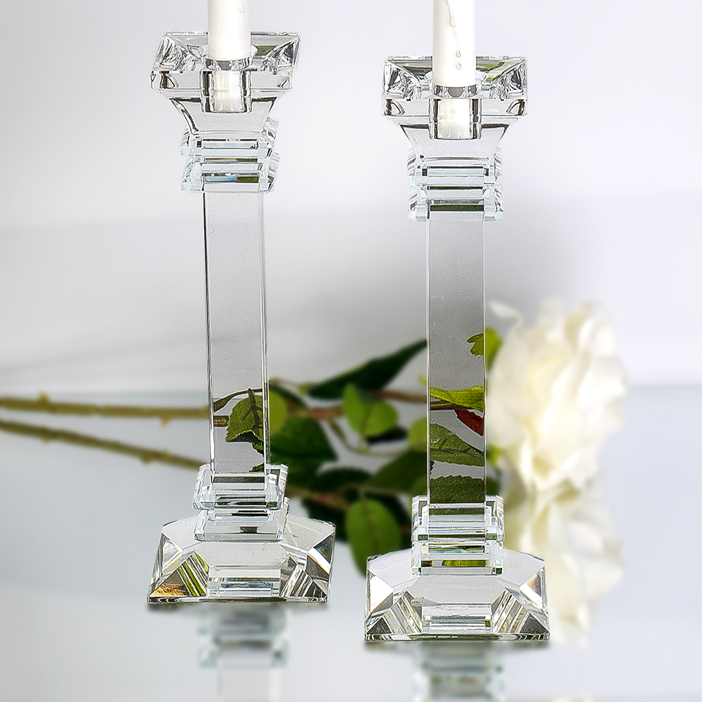 Caesarea Clear Taper Candlesticks, Set of 2