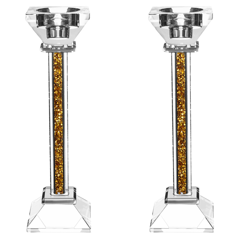 Caesarea Square Glass Candlesticks, Set of 2