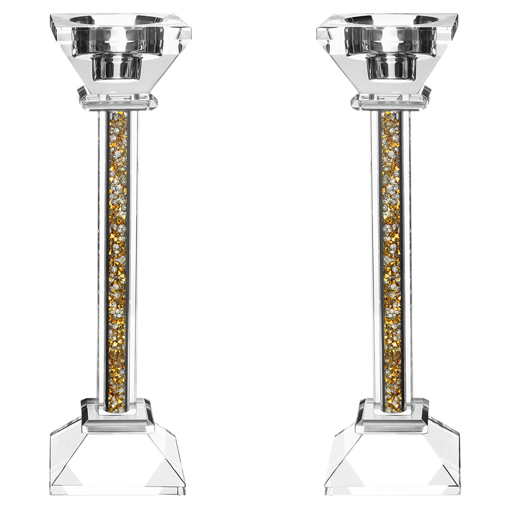 Caesarea Square Glass Candlesticks, Set of 2
