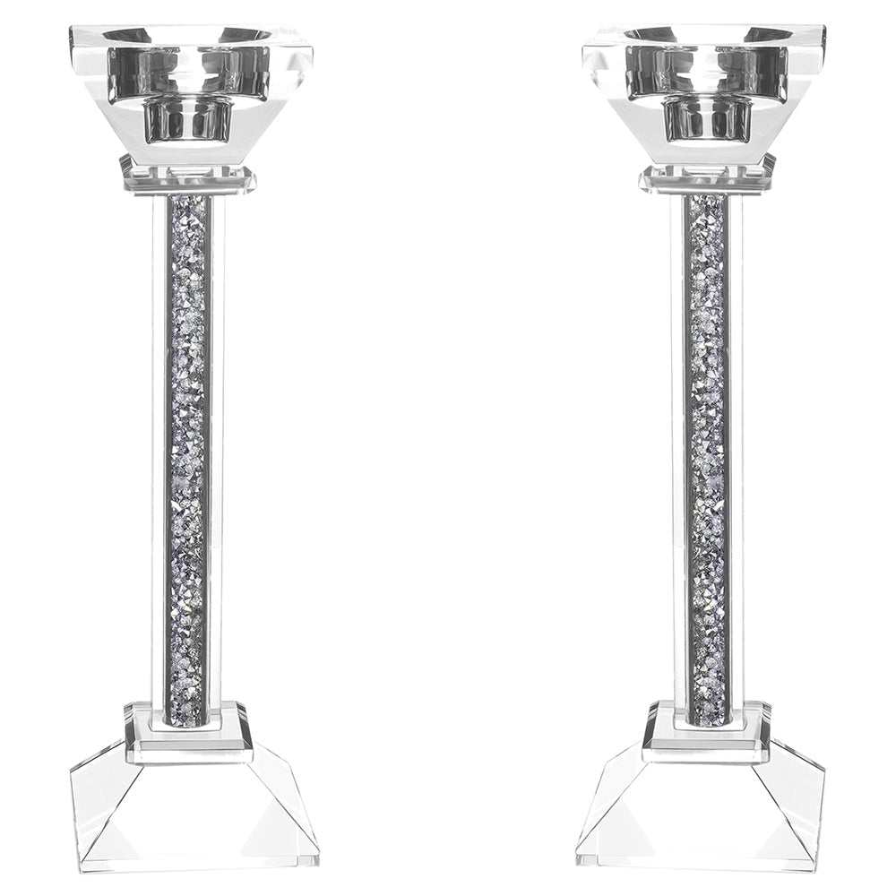 Caesarea Square Glass Candlesticks, Set of 2