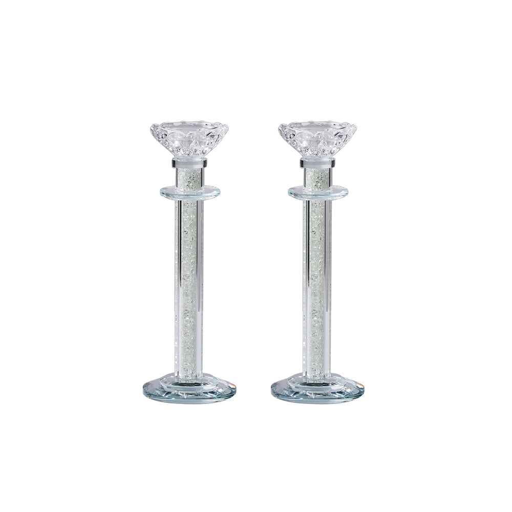 Caesarea Crystal Candlesticks with Crushed Stones, Set of 2