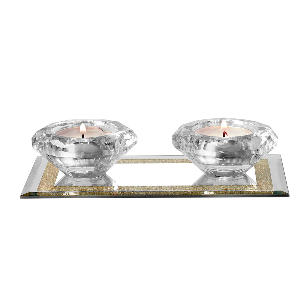 Caesarea Crystal Tealights Holder with Tray