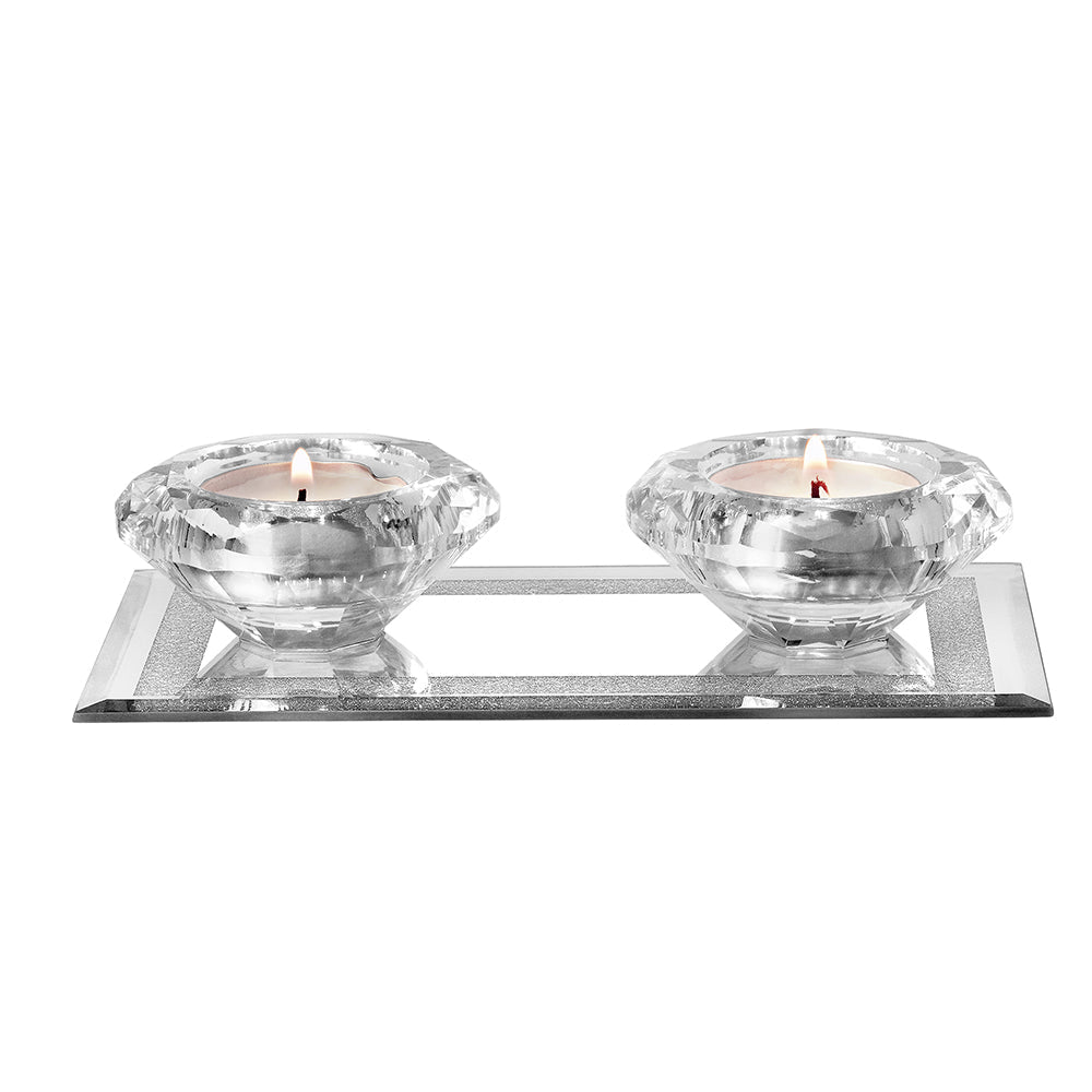 Caesarea Crystal Tealights Holder with Tray