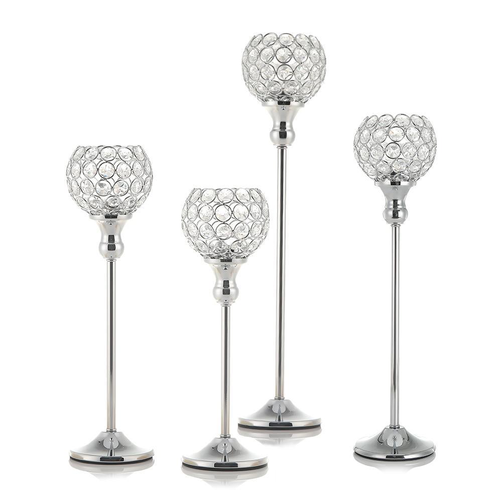 Silver Pair Crystal Vintage Candle Holders