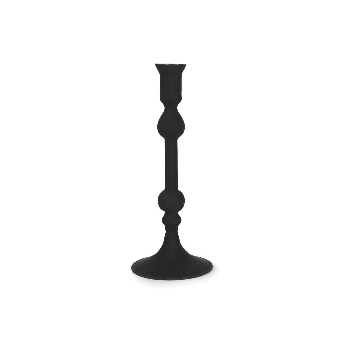 Hendrick Blown Glass Candlestick in Black - Medium