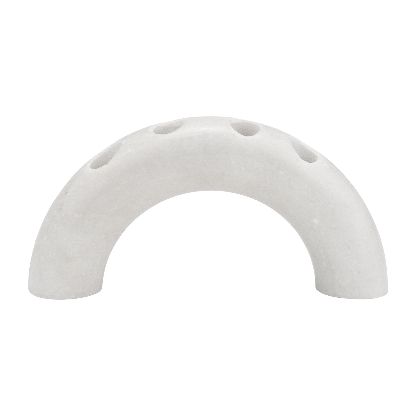 Marble, 10" 4-taper Candle Holder, White