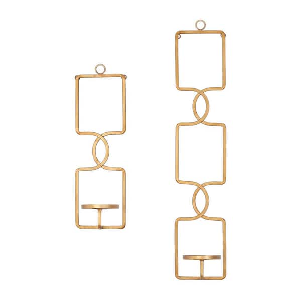 2-Pack Candle Holders Metal Wall Sconce Set, Gold