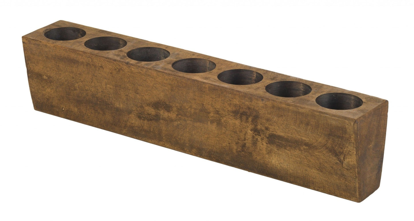 Distressed Maple Stain 4 Hole Sugar Mold Candle Holder