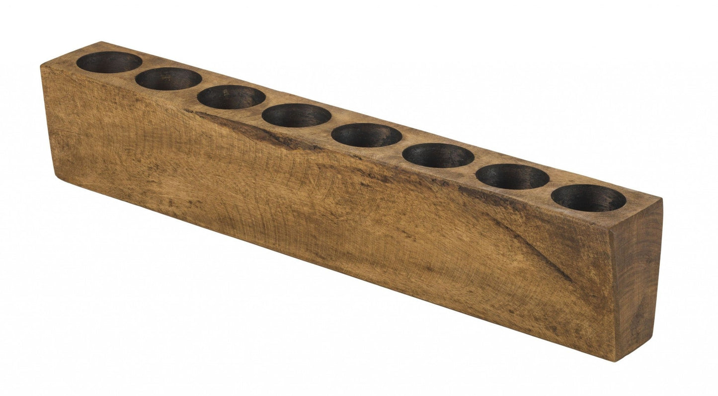 Distressed Maple Stain 4 Hole Sugar Mold Candle Holder