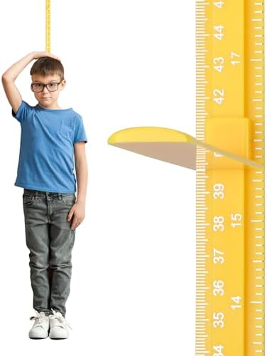 EASYXQ Growth Chart for Wall, Children Height Measurement,3D Removable Growth Height Chart,Splicing Height Ruler for Kids Baby Nursery 79 inch Yellow