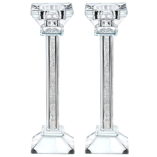 Caesarea Square Glass Candlesticks, Set of 2