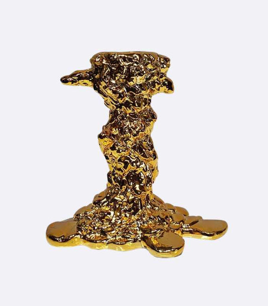 Candlestick Candle Holder Golden Drip Resin