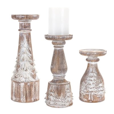 Snow Covered Tree Candle Holders