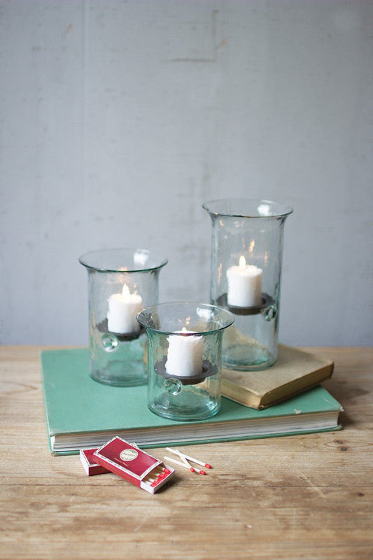 Mini Glass Votive Hurricane Set