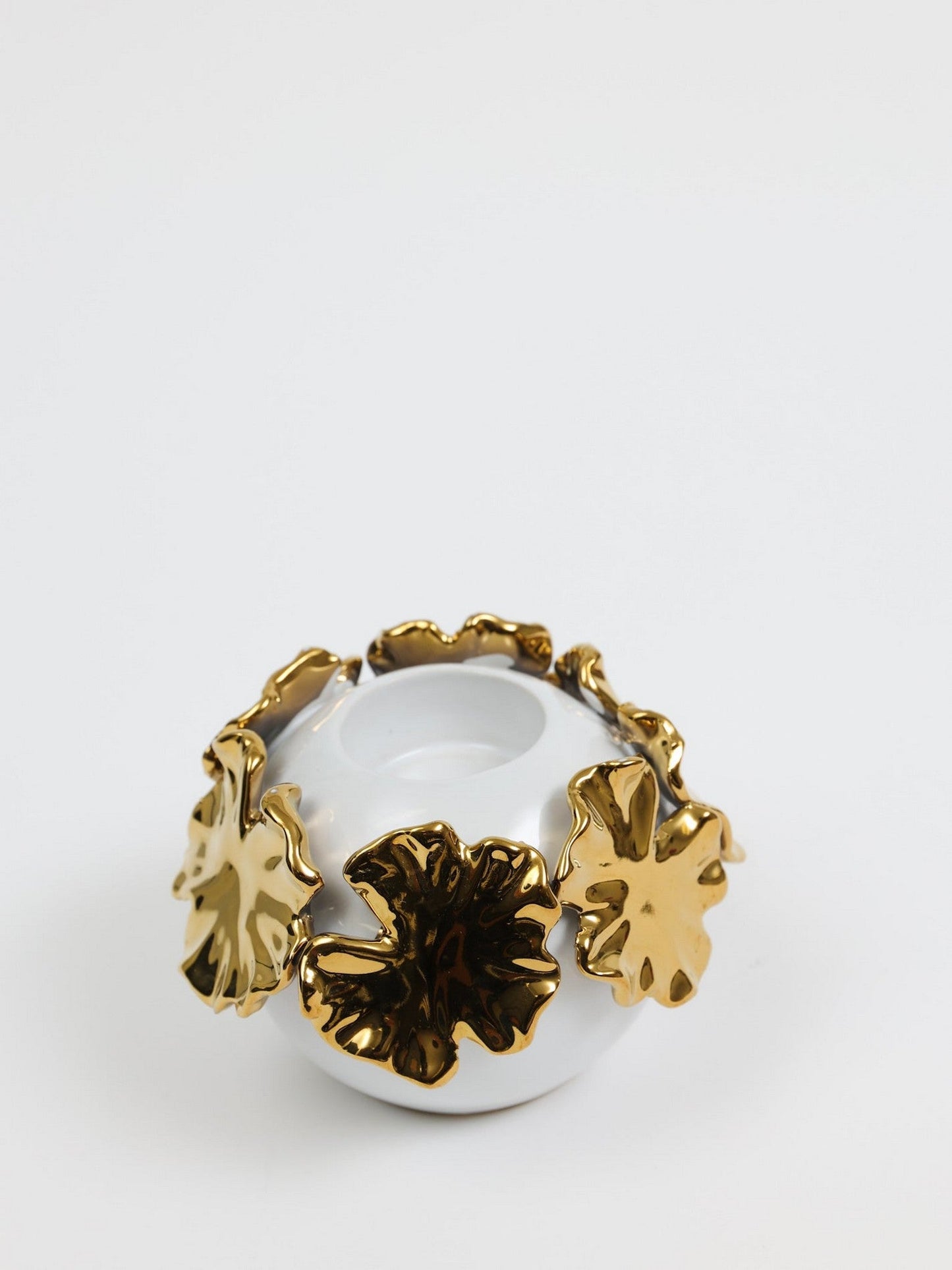 Gold Cascading Floral and White Tealight Holder (3 Sizes)