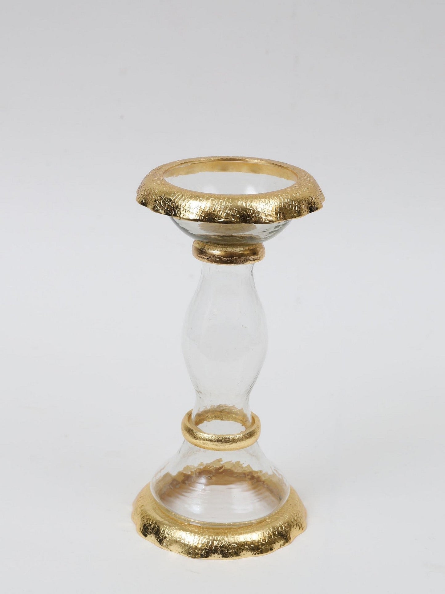 Glass Candle Holders with Gold Ruffle Detail (2 Sizes)-Inspire Me! Home Decor
