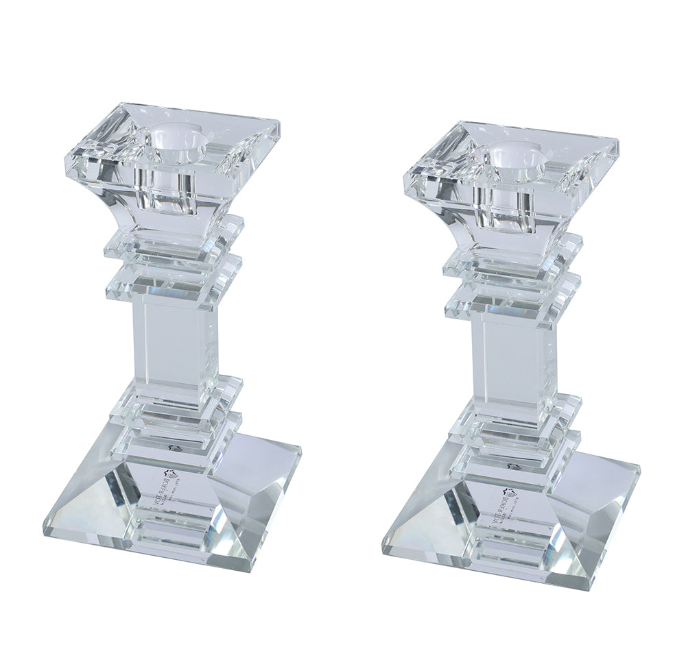Caesarea Clear Taper Candlesticks, Set of 2