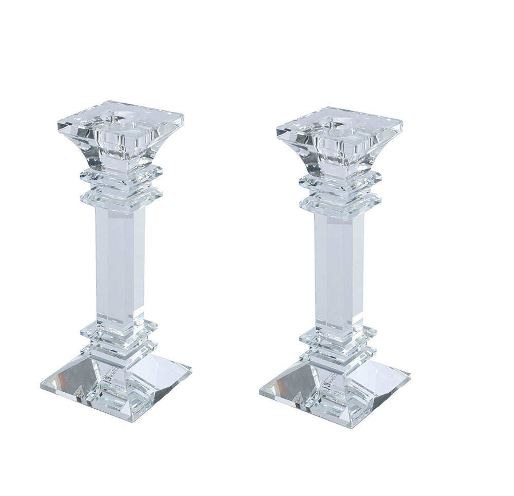 Caesarea Clear Taper Candlesticks, Set of 2