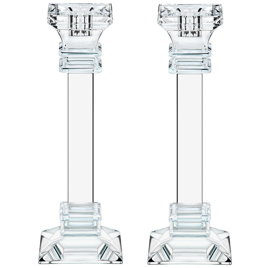Caesarea Clear Taper Candlesticks, Set of 2