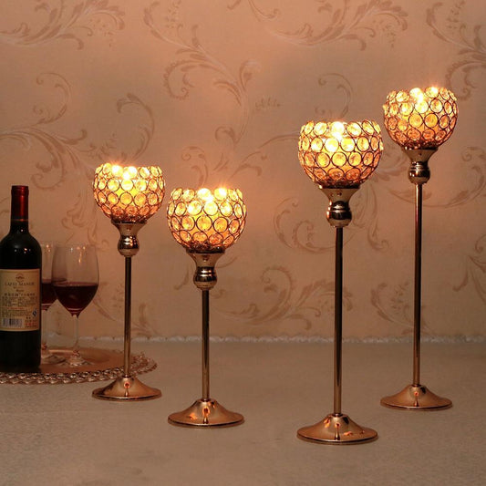 Silver Pair Crystal Vintage Candle Holders