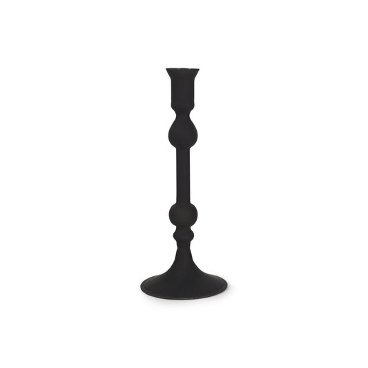 Hendrick Blown Glass Candlestick in Black - Medium