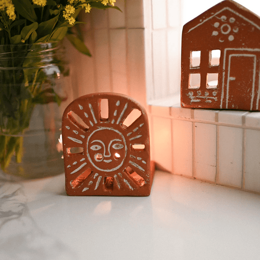 Aayu Sunrise Terracotta Tealight Candle Holder