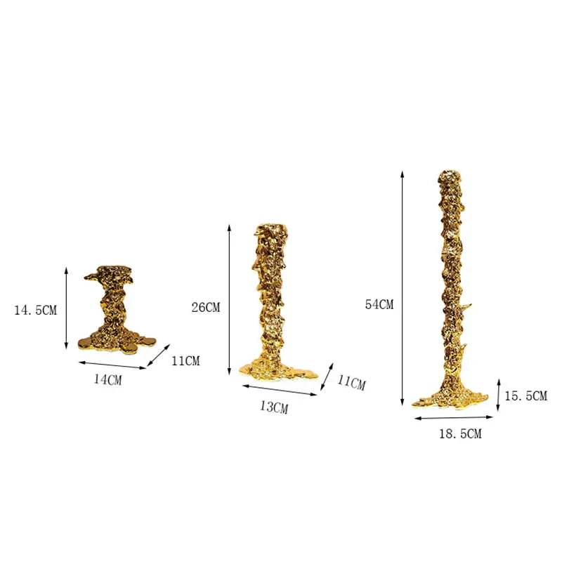 Candlestick Candle Holder Golden Drip Resin