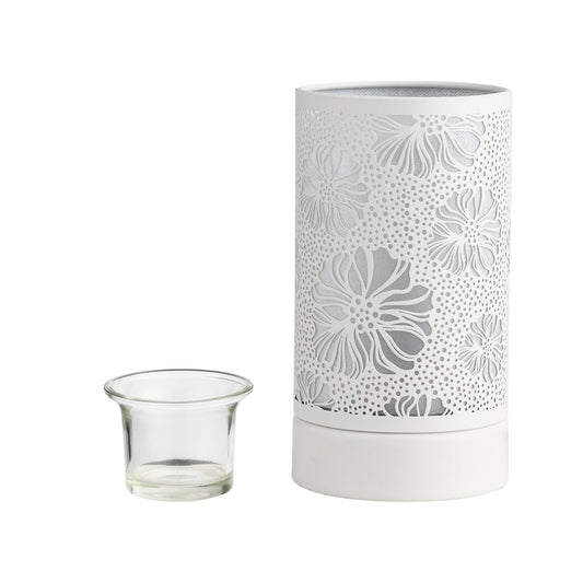 7" Touch Lamp Wax Warmer-White Flower