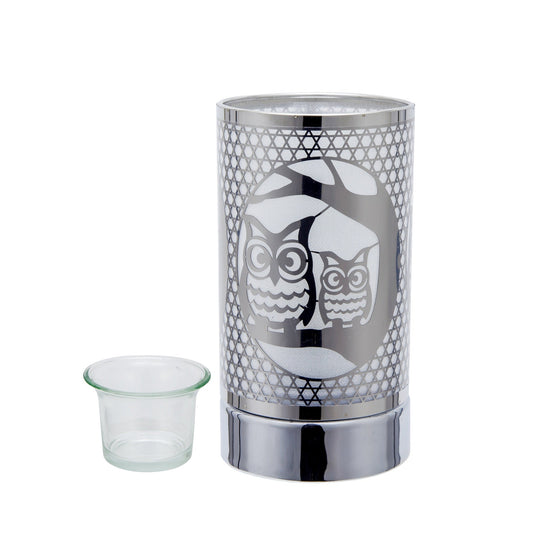 7" touch lamp Wax Melts Warmer-Metal Table Decor - Silver Loving Owls