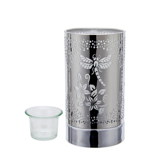7" Touch Lamp Wax Melts Warmer-Metal Silver Dragonfly Table Decor
