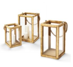 RATTAN LANTERNS SET OF THREE