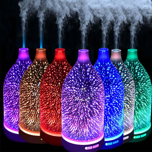 Firework Aromatherapy Lamp 3D Glass Colorful Humidifier Household Gifts