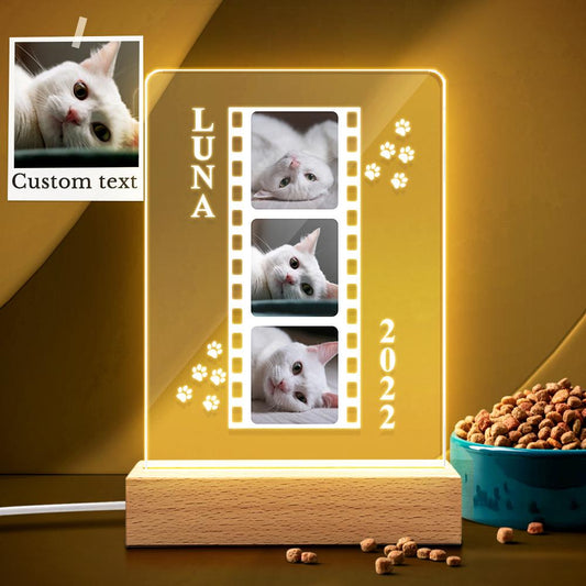 Custom Cat Photo Lamp as Cat Lover Gift Personalized Gift Photo Pet Portrait Bedside Lamp