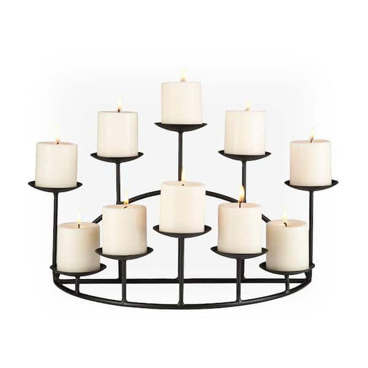 Candle Holders Candelabra 21.25 in. 10-Candle Black Metal Industrial Home Decor