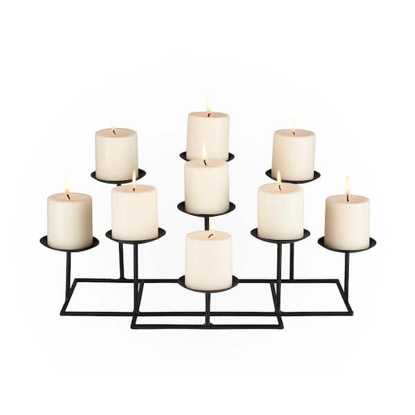 Candle Holders Candelabra 21.5 in. 9-Candle Black Metal Industrial Home Decor