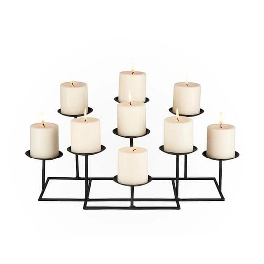 Candle Holders Candelabra 21.5 in. 9-Candle Black Metal Industrial Home Decor