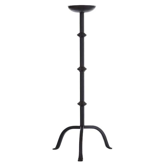 27" Brass Metal Candle Holder with 5" Candle Plate, Dark Bronze