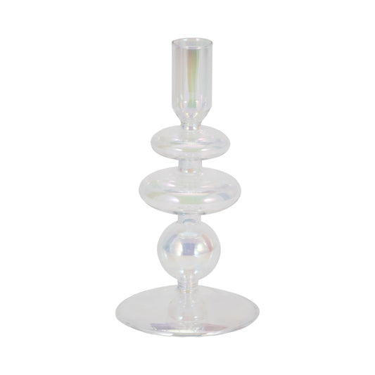 7" Vintage Glass Taper Candle Holder, Luster