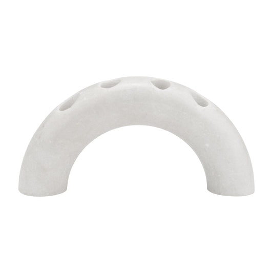 Marble, 10" 4-taper Candle Holder, White