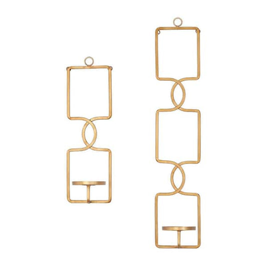 2-Pack Candle Holders Metal Wall Sconce Set, Gold