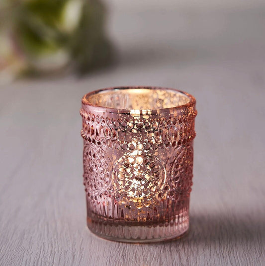 24 Rose Gold Mercury Glass Votive Candle Holders