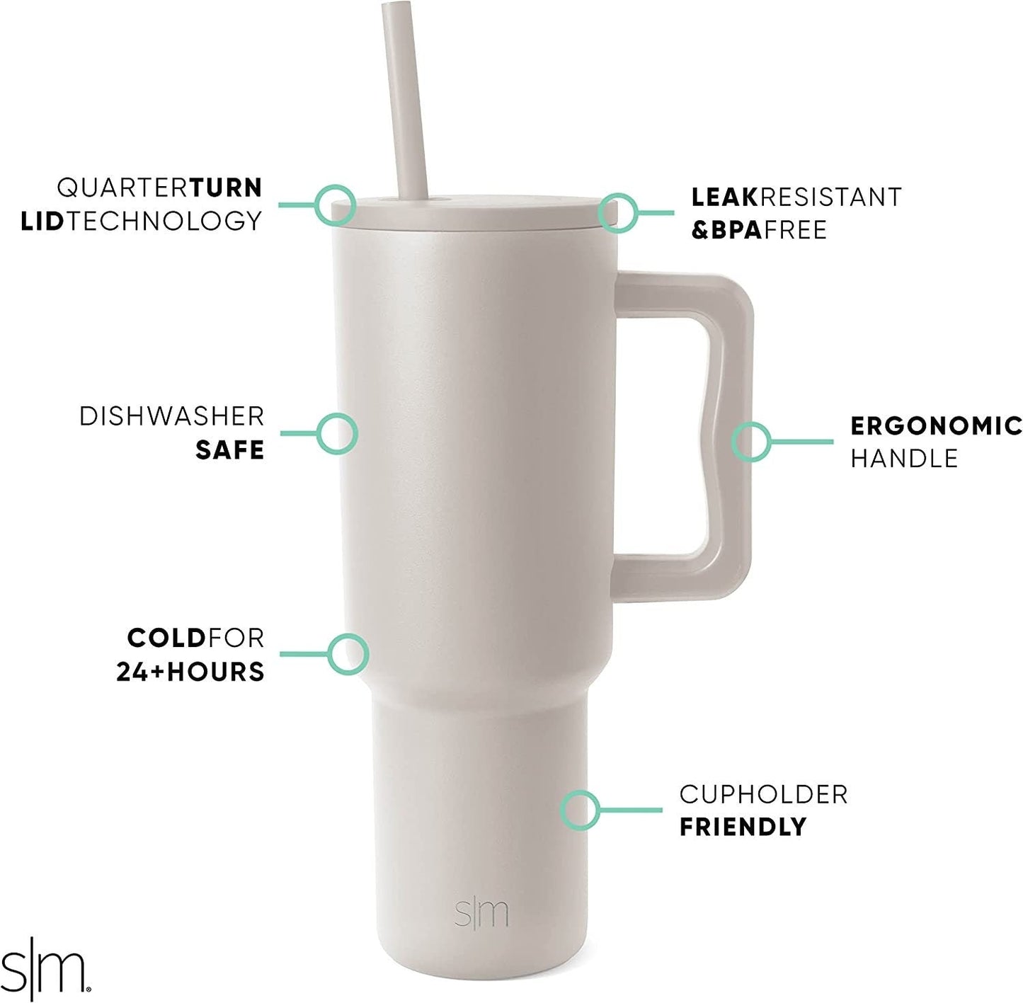 Stylish Insulated 40 oz Tumbler with Handle and Straw Lid - Reusable Stainless Steel Water Bottle - Ideal Gifts.